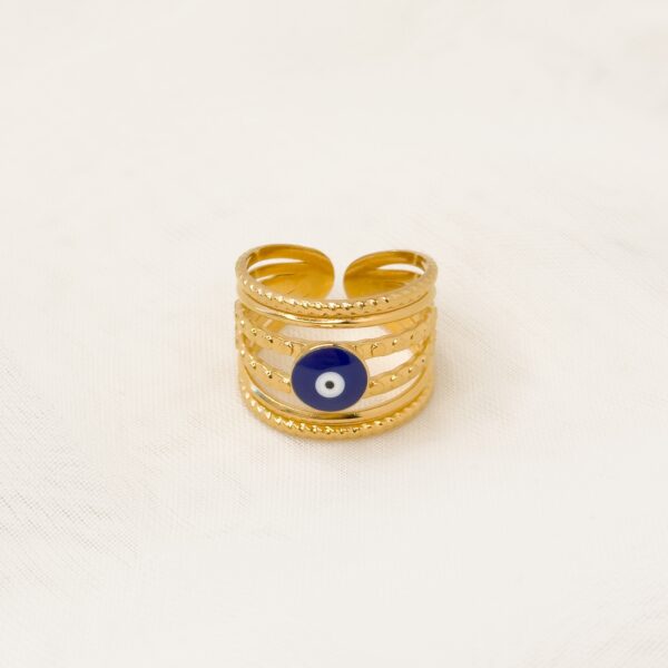 Olympia Gold Evil eye ring